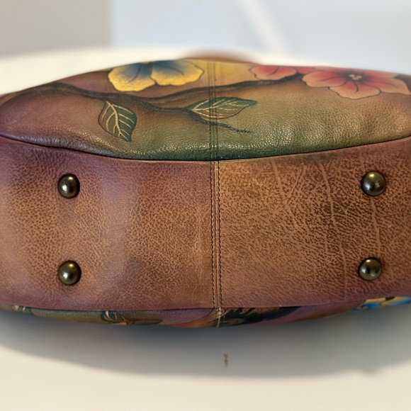 Anuschuka Hand Painted Large Dome Satchel Handbag Love Birds & Florals - Picture 8 of 15